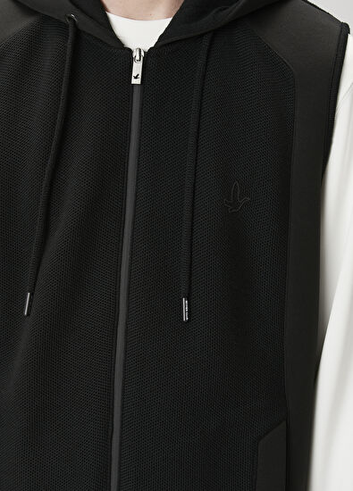 Beymen Club Siyah Kapüşonlu Triko Yelek - 7