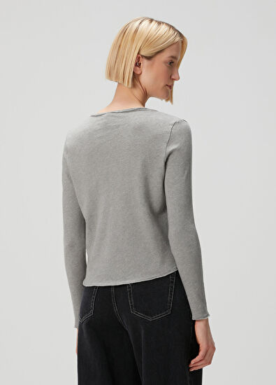 American Vintage Gri Uzun Kol T-shirt - 4