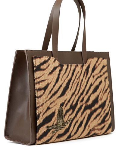 Beymen Club Taba Zebra Desenli Kadın Alışveriş Çantası - 3
