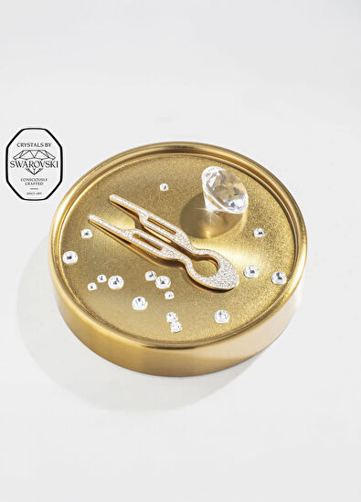 Fiona Franchimon Franchimon Nº1 Hairpin Finish Yellow Gold Swarovski Stone Steel Women's Hair Clip - 3