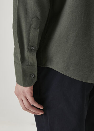 Beymen Club Comfort Fit Khaki Flannel Textured Shirt - 7