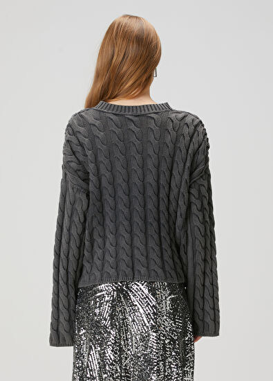 Beymen Club Anthracite Hair Braided Sweater - 5