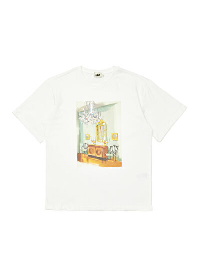 Beymen Club Room Artwork Beyaz Bisiklet Yaka Baskılı T-shirt - 7