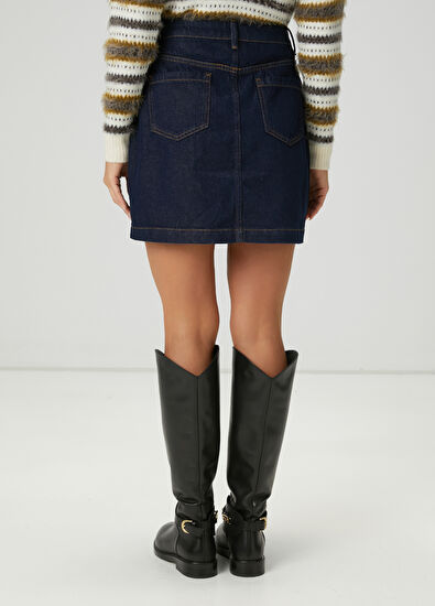 Beymen Club Lacivert Mini Denim Etek - 4