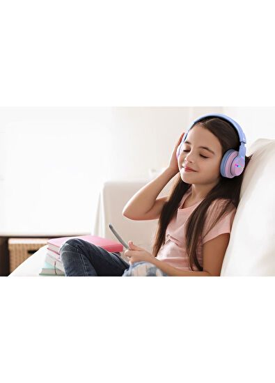 iClever BTH12 Gradient Pink Unisex Kids Over-Ear Bluetooth Earphone - 7