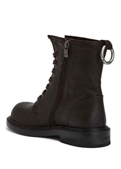 Koyu Kahverengi Kadın Deri Postal Bot - Görsel 4