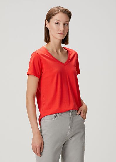 Beymen Club Nar Çiçeği V Yaka Dökümlü T-shirt - 3