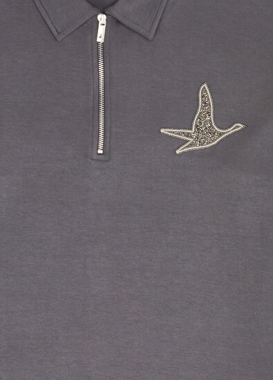 Beymen Club Grey Stone Logo Detailed Sweatshirt - 5