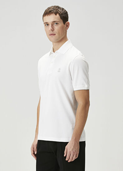 Brunello Cucinelli Beyaz Polo Yaka T-shirt - 3