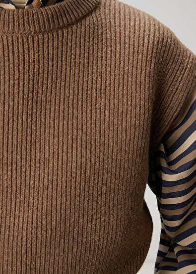 Beymen Club Açık Kahverengi Kolsuz Yün Kazak - 5