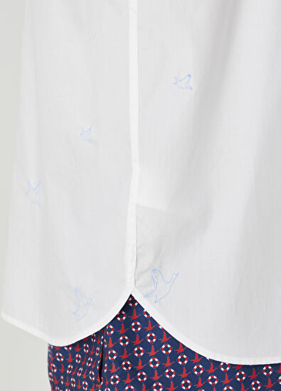 Beymen Club White Logo Embroidered Short Sleeve Poplin Shirt - 7