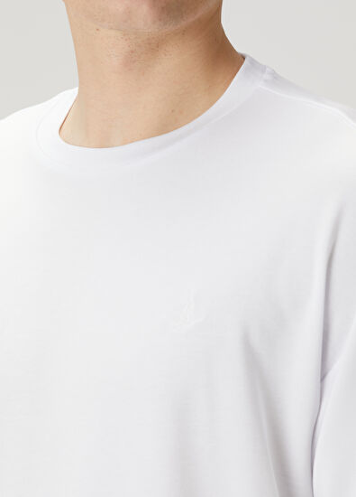 Beymen Club Beyaz Logo Nakışlı Oversized T-shirt - 5