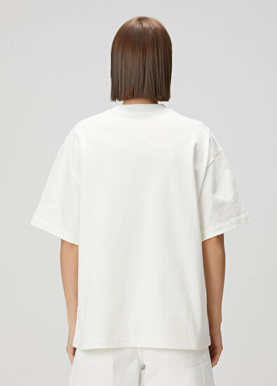 Jil Sander Beyaz Logo Baskılı T-shirt - 4
