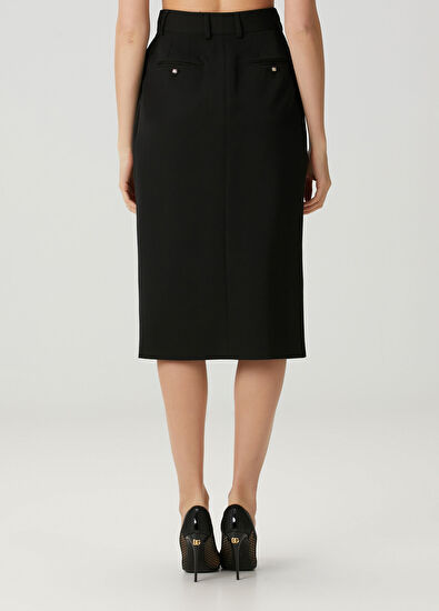 Dolce&Gabbana Siyah Midi Yün Etek - 4