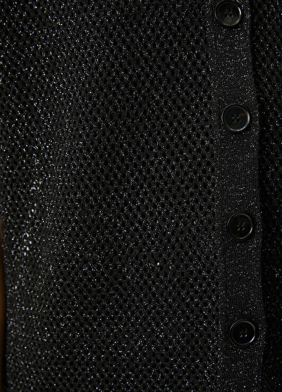 Beymen Club Anthracite Glitter Openwork Polo Sweater - 7