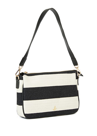 Beymen Club Black White Striped Women's Linen Bag - 3
