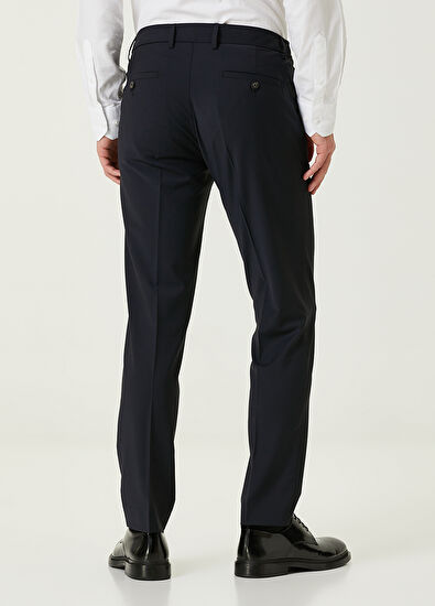 Beymen Club Lacivert Bel Yanı Lastikli Klasik Yün Pantolon - 3