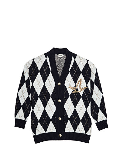 Beymen Club Lacivert Baklava Desenli Yün Hırka - 7