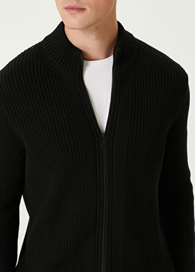 Black Rib Braided Cardigan Beymen Club Black Rib Braided Cardigan - 6