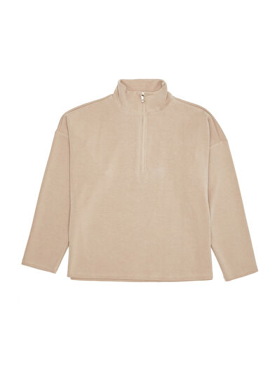 Beymen Club Beige Zipper Modal Sweatshirt - 7