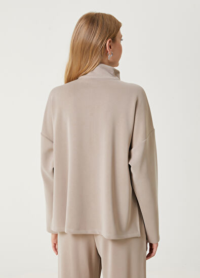 Beymen Club Beige Zipper Modal Sweatshirt - 6