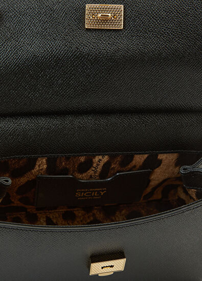 Medium Sicily Siyah Kadın Deri Çanta - Görsel 6