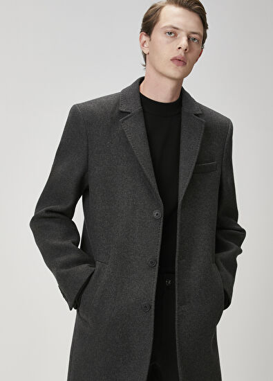 Beymen Club Antrasit İtalyan Yün Kaşe Palto - 4