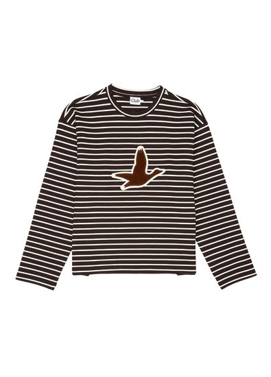 Beymen Club Brown Ecru Striped Logo Sweatshirt - 5