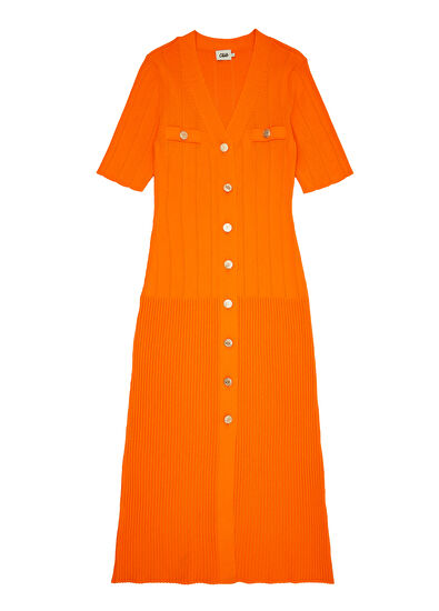 Beymen Club Orange Maxi Knit Dress - 7