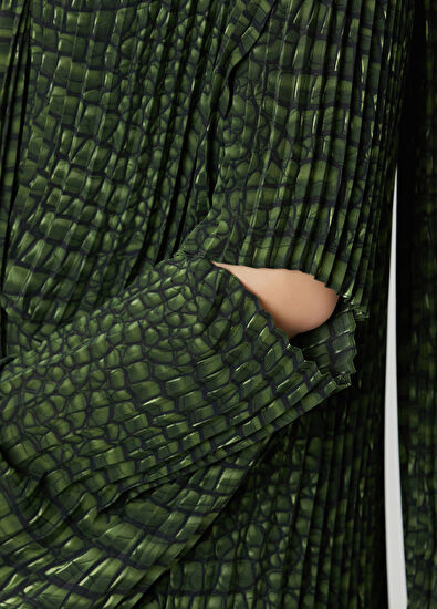 Balenciaga Yeşil Desenli Midi Elbise - 5