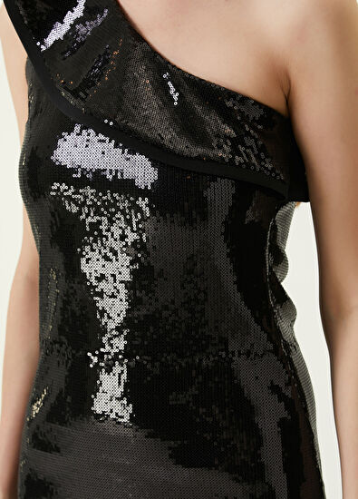 Maison Kairos Valeria Siyah İşlemeli Midi Kokteyl Elbise - 4