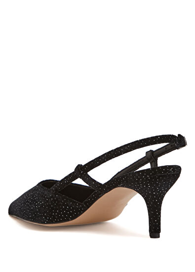 Beymen Club Siyah Kadın Kadife Slingback Topuklu Ayakkabı - 3