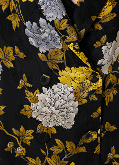 Beymen Club Siyah Çiçekli Kruvaze Pijama Gömlek - 5