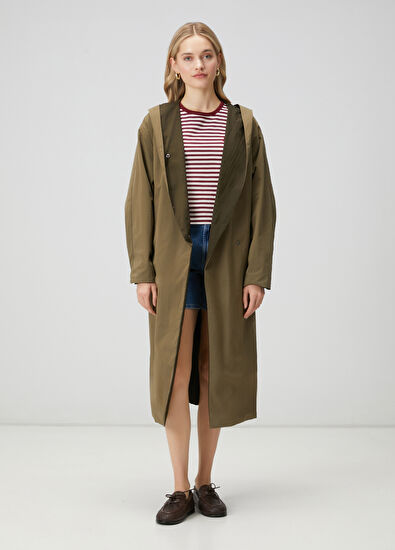 Beymen Club Oversize Khaki Reversible Top Coat - 3