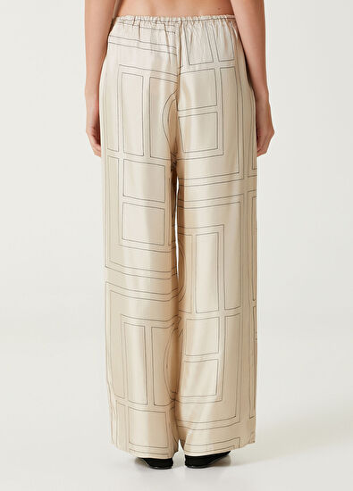 Toteme Ekru Monogram İpek Pijama Pantolon - 5
