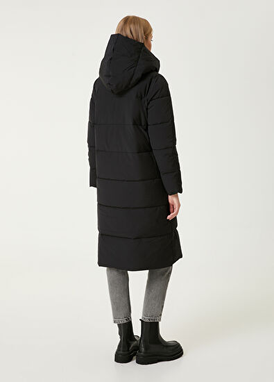 Black Hooded Long Puffer Coat Beymen Club Black Hooded Long Puffer Coat - 6