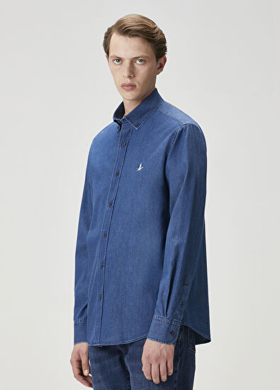 Beymen Club Comfort Fit Lacivert Denim Gömlek - 4