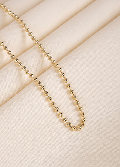 Safir Mücevher Top Zincir 14 Ayar Altın Unisex Kolye - 4