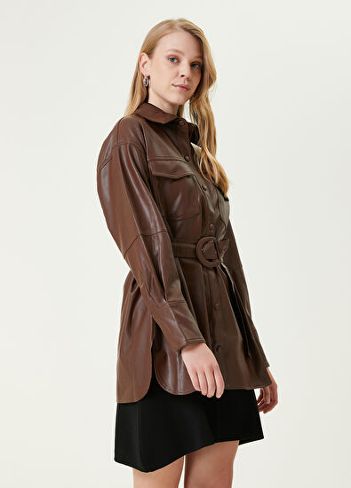 Beymen Club Konyak Kemerli Suni Deri Dış Gömlek - 5