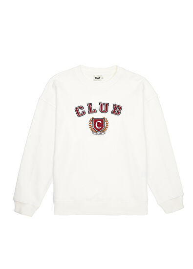 Beymen Club Club Logo White Embroidered Basic Sweatshirt - 7