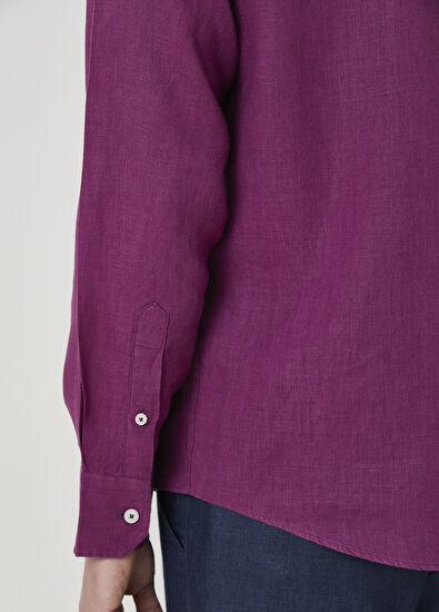 Beymen Club Comfort Fit Purple Linen Shirt - 7