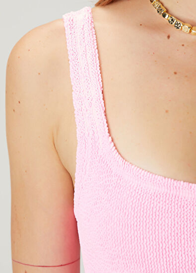 Hunza G Pink Square Neck Swimsuit - 5