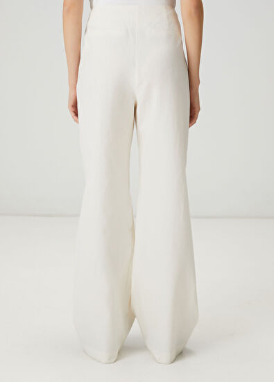 Beymen Club Off-white linen palazzo trousers - 4