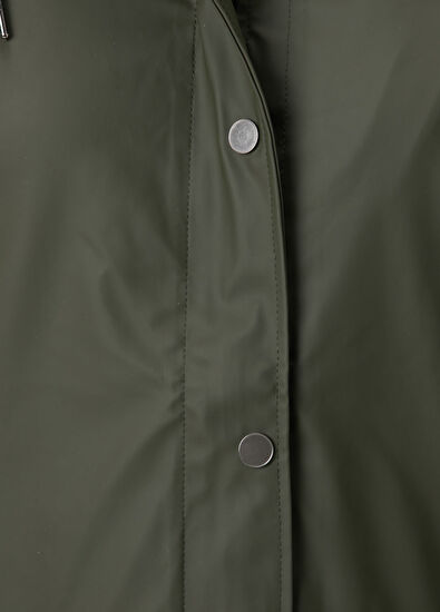 Curve Koyu Yeşil Kapüşonlu Yağmurluk - Görsel 6