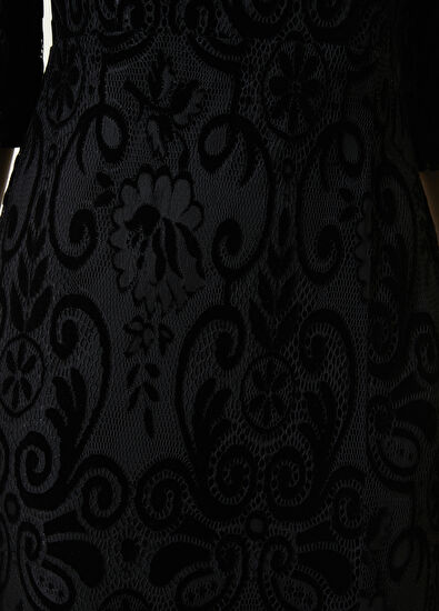 Beymen Club Siyah Yırtmaç Detaylı Midi Elbise - 4