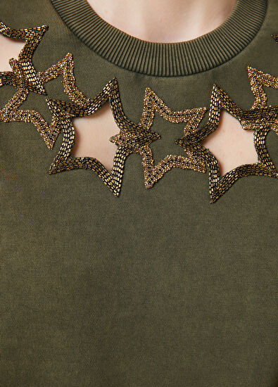 Beymen Club Khaki Star Embroidered Sweatshirt - 5