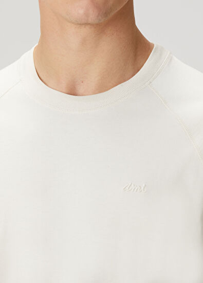 Ami Paris Off-White Logo Detailed T-Shirt - 5