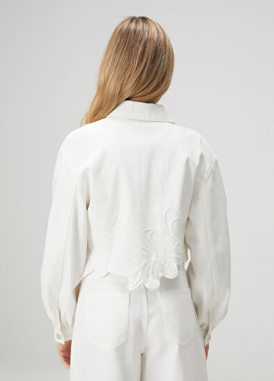 Beymen Club Off-White Bead Embroidered Denim Jacket - 5