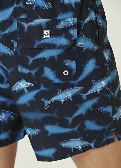 Beymen Club Navy Blue Shark Printed Swimsuit - 6