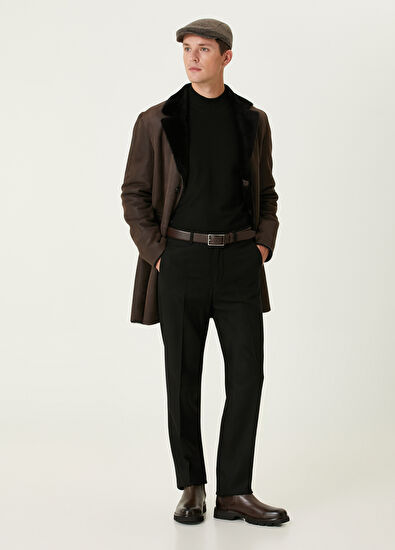 Beymen Club Kahverengi Yakası Shearling Kuzu Kürkü Kaban - 3